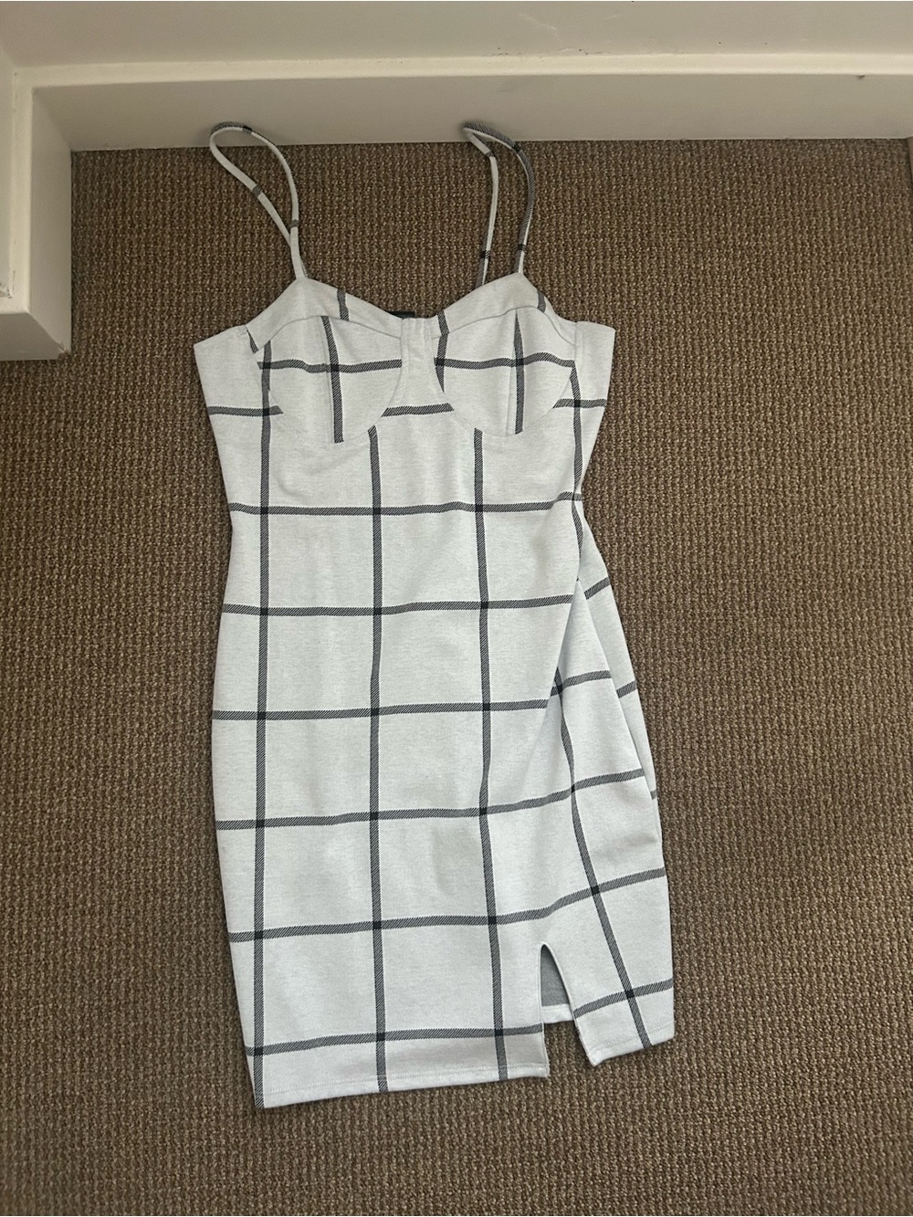 Checked Black and White Midi Dress